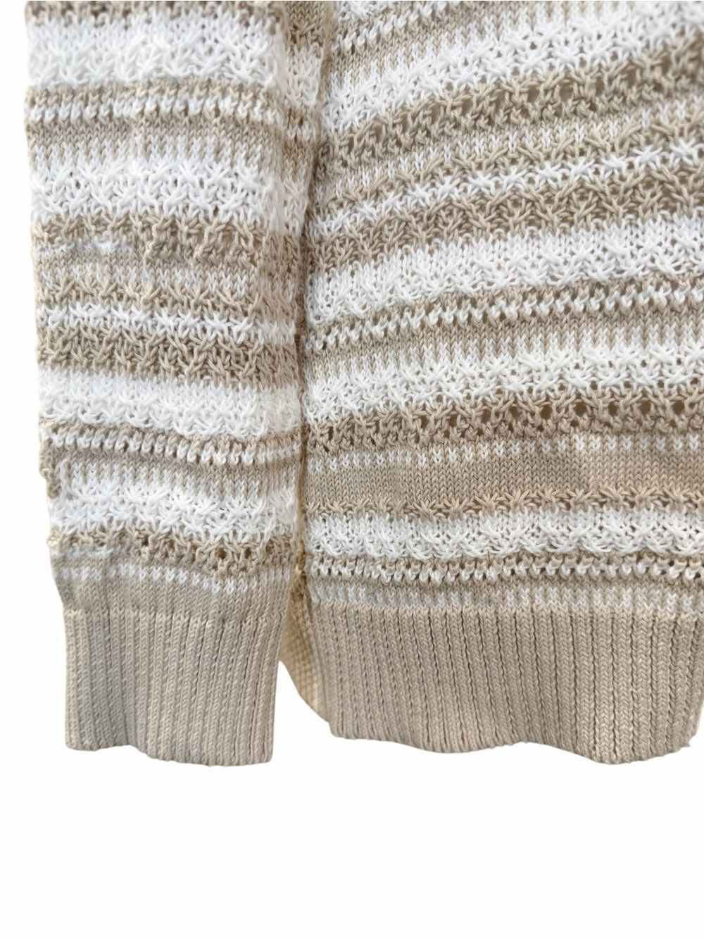 Jones New York Textured Stripe Open Front Cardigan Natural Stone Tan White S NEW - Picture 11 of 15